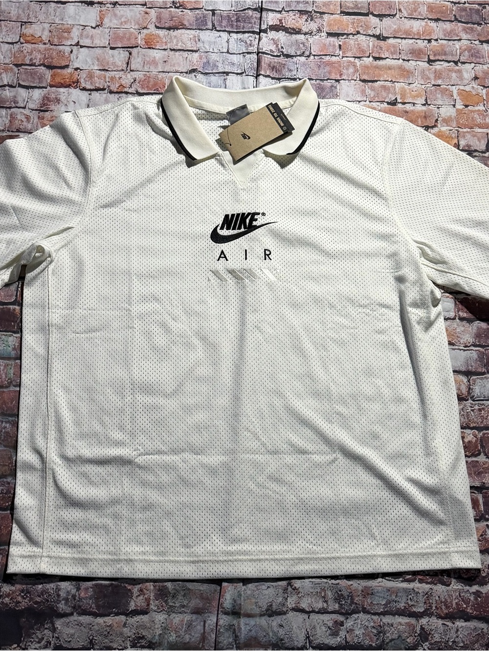 Nike Air Men's Cream Polo with Black Logo Trim